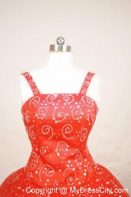 Red Straps Beaded and Sequined Little Girl Pageant Dress Ball Gown