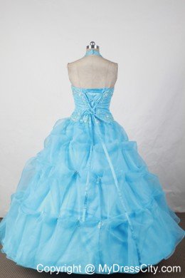 Halter and Baby Blue Appliques Beading Little Girl Pageant Dresses