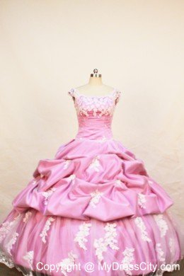 Rose Pink Scoop Girl Pageant Dresses With Appliques and Pick-ups