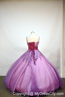 Purple Straps Little Girl Pageant Dresses With Appliques and Belt