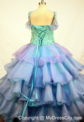 Colorful Ball Gown Straps Little Girl Pageant Dress with Beading