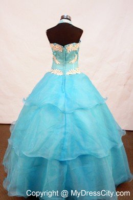 Light Blue Appliques Halter Organza baby Girl Pageant Dress 2013