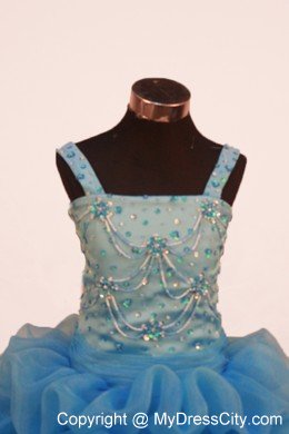 Ball Gown Straps Girl Pageant Dress with Pick-ups and Beading