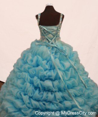 Ball Gown Straps Girl Pageant Dress with Pick-ups and Beading