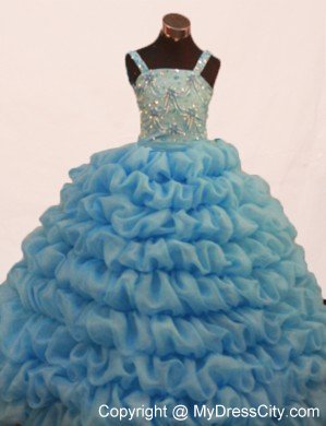 Ball Gown Straps Girl Pageant Dress with Pick-ups and Beading