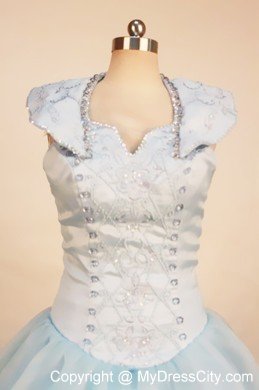 Light Blue Scoop 2013 Little Girl Dress With Ruffled Layeres