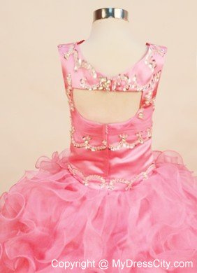 2013 Little Girl Pageant Dress Square Organza Appiques and Ruffles