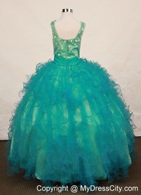 Green Ruffles Little Girl Pageant Dress Square In 2013 with Beading