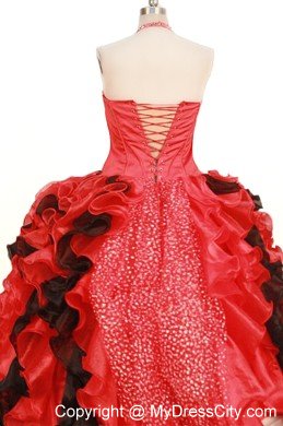 Ruffles Halter Pageant Dresses for Little Girls Black and Red