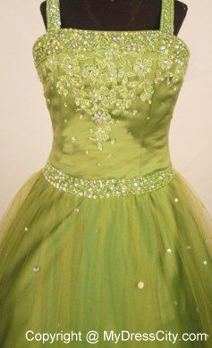 Olive Green Straps Appliques 2013 Little Girl Pageant Dresses