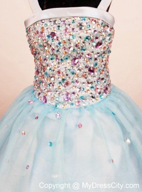 Colorful Beadingd Wide Straps Pageant Dresses for Lil Girls