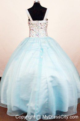 Colorful Beadingd Wide Straps Pageant Dresses for Lil Girls