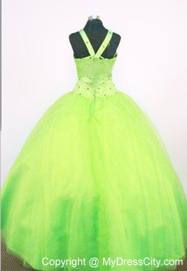 Halter Spring Green Lil Girl Pageant Dress Beaded Ball Gowns