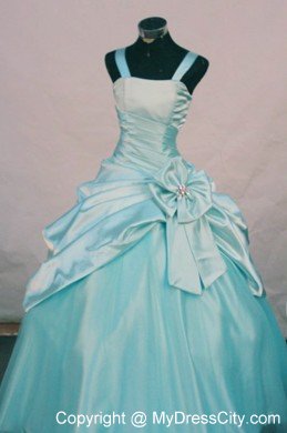 Hand Made Flowers Aqua Blue Girl Pageant Dresses with Straps