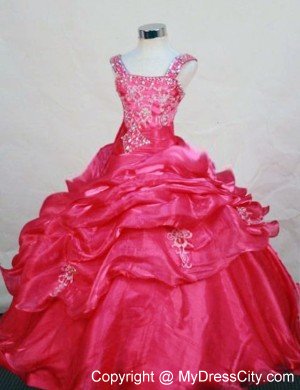 Beading Straps Organza Appliques Pageant Dresses for Little Girls