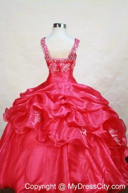 Beading Straps Organza Appliques Pageant Dresses for Little Girls