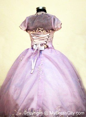 Lilac Beading Ruched Appliques Little Girl Dresses with Straps