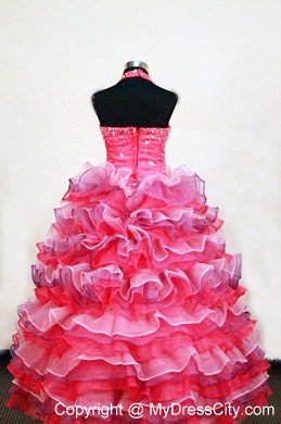 Multi-colored Beading Layers Pageant Dresses for Little Girls