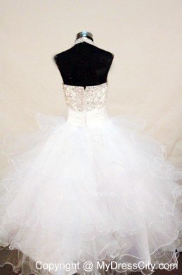 Beading Organza White Little Girl Pageant Dresses Halter Floor-length