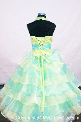 Beading Halter Floor-length Multi-colored Little Girl Pageant Dresses