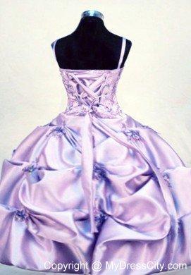 Straps Pick-ups Lilac Little Girl Pageant Dresses Floor-length Beading