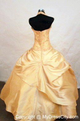 Halter Beaded Ball gown Gold Floor-length Little Girl Pageant Dresses