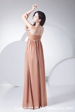 Brown Strapless Beading Chiffon 2013 Maxi Dress Floor-length