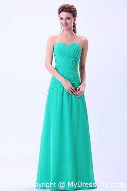 Sweetheart Turquoise Chiffon Evening Maxi Dresses Ruched