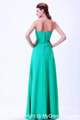 Sweetheart Turquoise Chiffon Evening Maxi Dresses Ruched