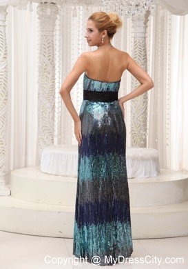 Sweetheart Colorful Sequined Maxi Celebrity Dresses with Slit