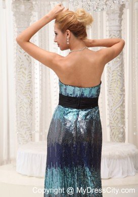 Sweetheart Colorful Sequined Maxi Celebrity Dresses with Slit