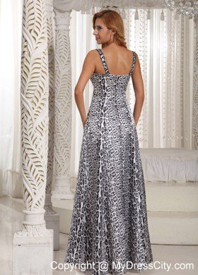 Customize Leopard V-neck Empire Long Prom Maxi Dress