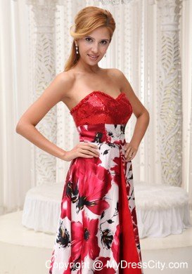 Sweetheart Sequins and Printing Maternity Dress with High-low