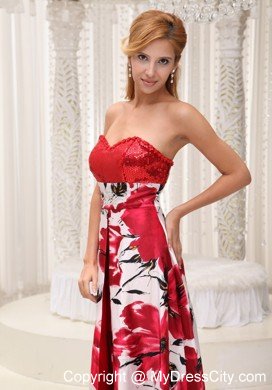 Sweetheart Sequins and Printing Maternity Dress with High-low