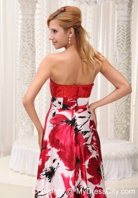 Sweetheart Sequins and Printing Maternity Dress with High-low