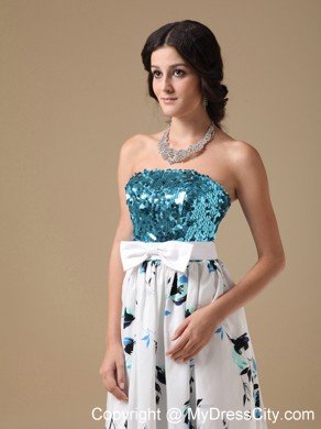 Colorful Empire Strapless Floor-length Printing Sequin Maxi Dress