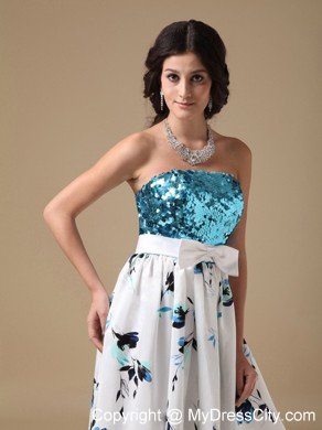 Colorful Empire Strapless Floor-length Printing Sequin Maxi Dress