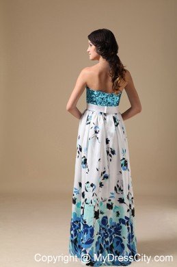 Colorful Empire Strapless Floor-length Printing Sequin Maxi Dress