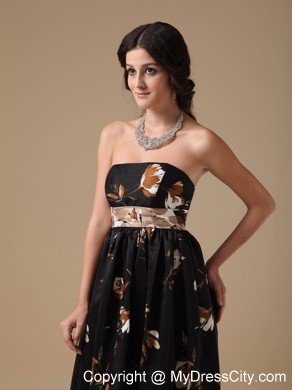 Multi-color Empire Strapless Floor-length Printing Maternity Dress