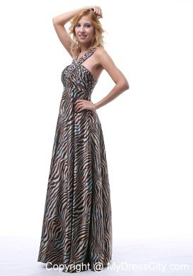 Beautiful Zebra Beading Decorated Straps V-neck Maxi Celebrity Dress