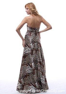 2013 Multi-color Printing Beaded Maxi Graduation Dress with Leopard
