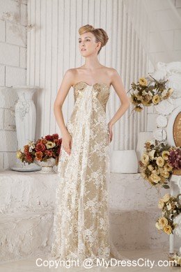 Best Selling Champagne Sequin and Lace Covered Maxi Celebrity Dress