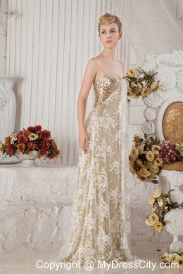 Best Selling Champagne Sequin and Lace Covered Maxi Celebrity Dress