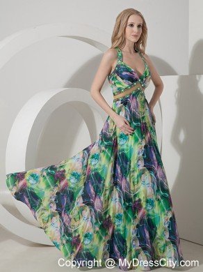 Perfect Colorful Empire Straps Printing Beaded Maternity Dress