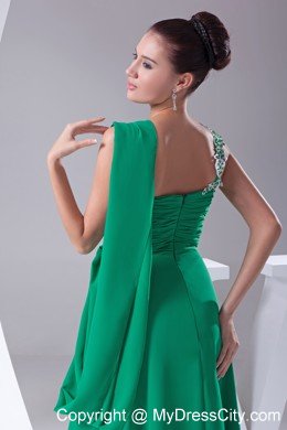 Green Empire Long Appliques Strap Ruched Bodice Maxi Dress for prom