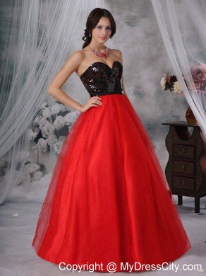 Sweetheart Princess Sequins Red and Black 2013 Prom Dresses