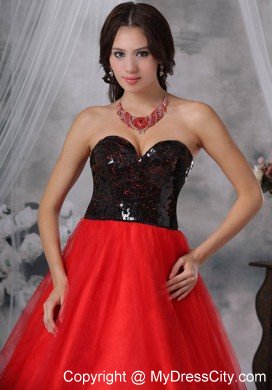 Sweetheart Princess Sequins Red and Black 2013 Prom Dresses