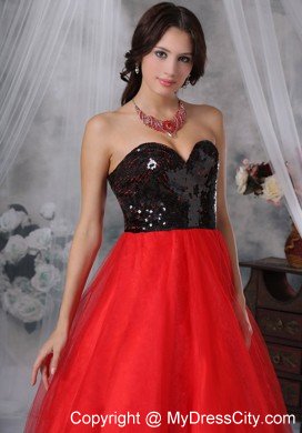 Sweetheart Princess Sequins Red and Black 2013 Prom Dresses