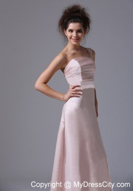 One Shoulder Ruched Column Light Pink 2013 Prom Dresses