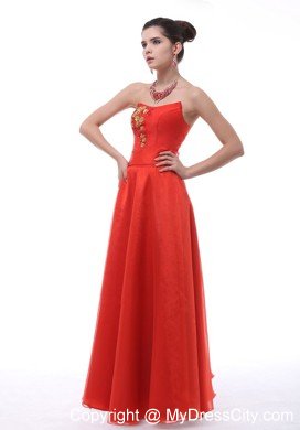 A-line Red Embroidery Organza Prom Dress with Cool Neckline